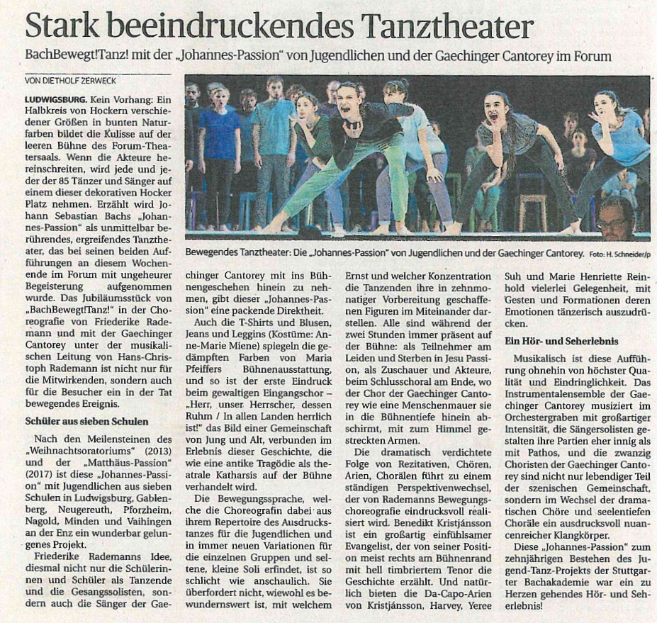 Stark beeindruckendes Tanztheater (Quelle: LKZ 21.02.2023) Image